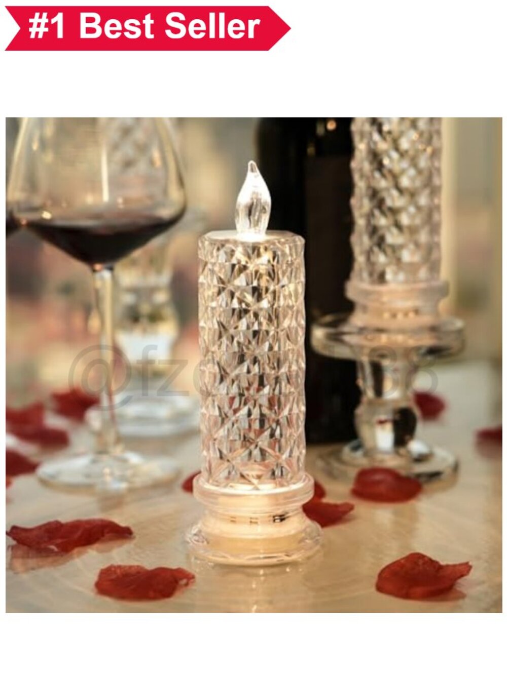 🏠 Crystal LED Flameless Candles Set of 6 Battery Operated Taper Rose Halo - Picture 2 of 5